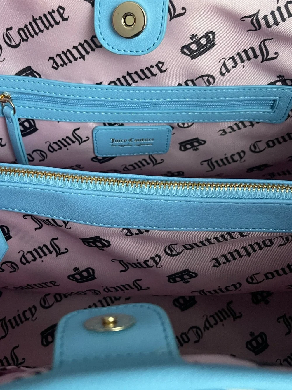 Juicy Couture Paradise Tote Blue White Lemon Striped Canvas